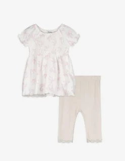 Dopodopo mini Set van jurk en legging - Met kant - wit Best