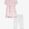 Dopodopo mini Set van jurk en legging - Met kant - roze Hot