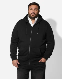 Jean Pascale Sweatvest - Effen - zwart Clearance
