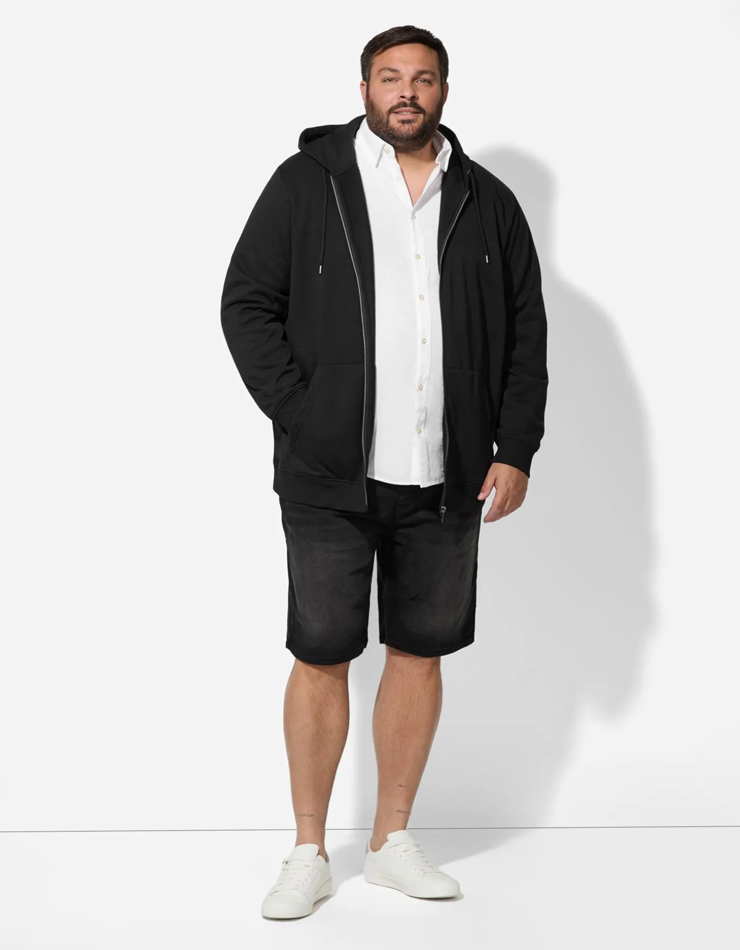 Jean Pascale Sweatvest - Effen - zwart Clearance