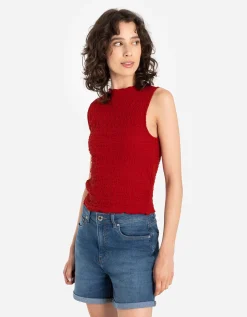 Page One Top - Gekreukte look - donkerrood Hot