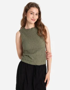 Page One Top - Gekreukte look - donkergroen Fashion