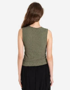 Page One Top - Gekreukte look - donkergroen Fashion