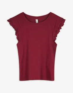 Page One Top - Volants - donkerrood Discount