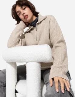 Page One Trui - Ritssluiting - beige Outlet