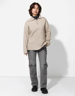 Page One Trui - Ritssluiting - beige Outlet