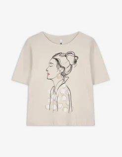 Ever Me T-shirt - Borduursels - beige Discount