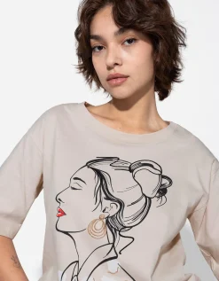 Ever Me T-shirt - Borduursels - beige Discount