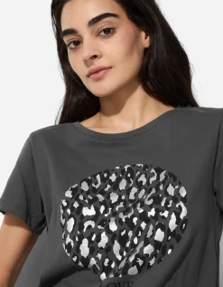 Ever Me T-shirt - Glitterprint - donkergrijs Fashion