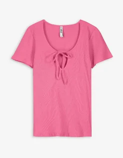 Page One T-shirt - Hals met cut-out - pink Fashion