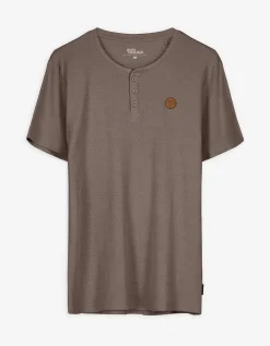 Jean Pascale T-shirt - Knoopsluiting - lichtbruin Clearance