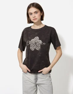 Page One T-shirt - Print - donkergrijs Sale