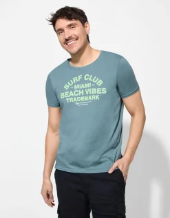Jean Pascale T-shirt - Print - turkoois Clearance