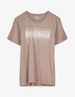 Jean Pascale T-shirt - Ronde hals - lichtbruin Clearance